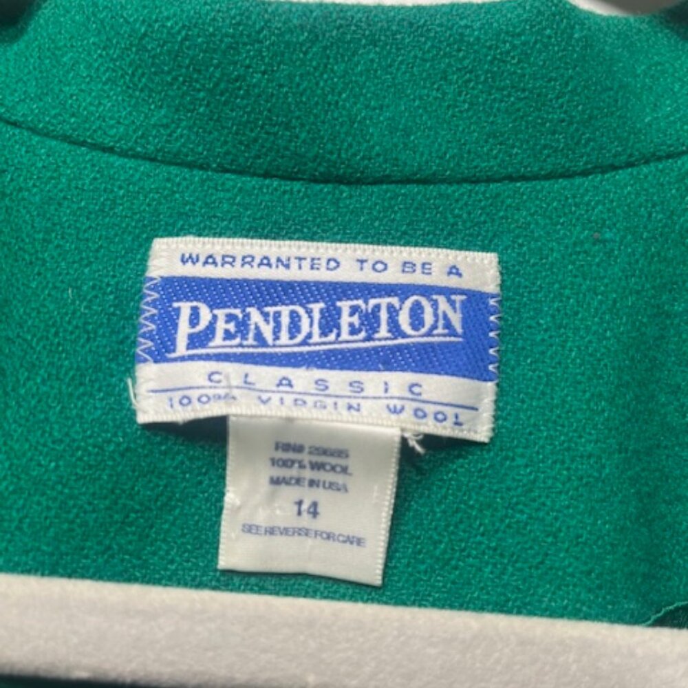 Pendleton Women's 100% Virgin Wool 2 Button Green… - image 8